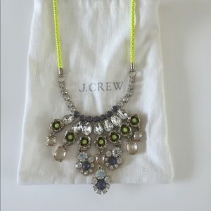 J. Crew Neon Yellow and Silver Statement Necklace